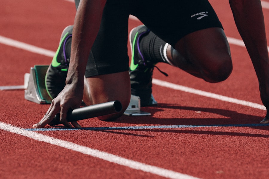 Athlete sprinting on a track